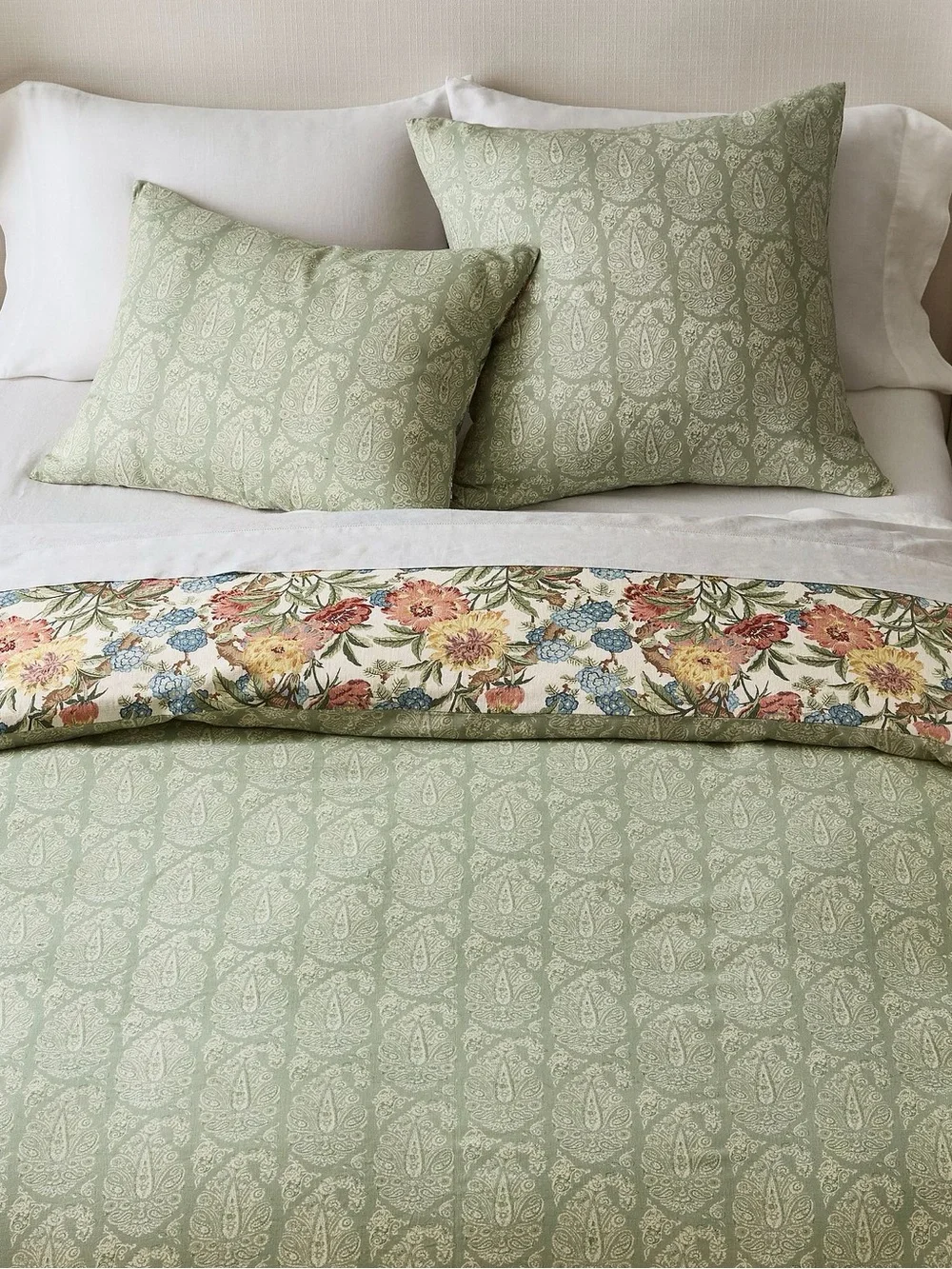 NWOT Pottery Barn Reversible Kravet Garden Floral Ikat Duvet Cover and Insert